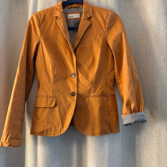 Espirit Women’s Lined Blazer. Size 4. Mustard/Orange Brown color. Cotton blend - Picture 1 of 9